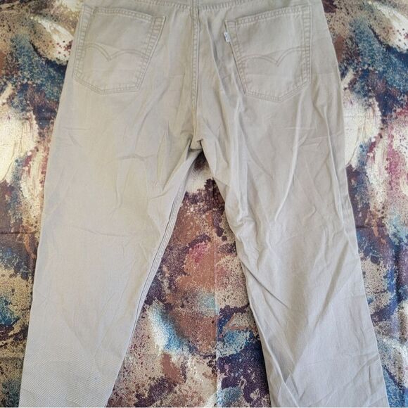 Levi’s 514 Beige Jeans Men Size 38X30 Tan Khaki Straight Black Patch White Tab - Picture 11 of 15